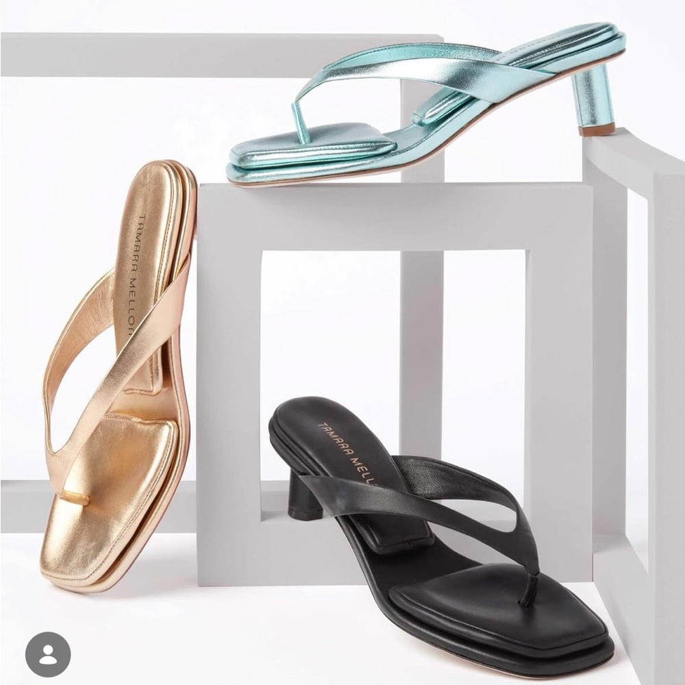 Tamara Mellon Golden Luster 40 Sandals Kitten Heel 36.5